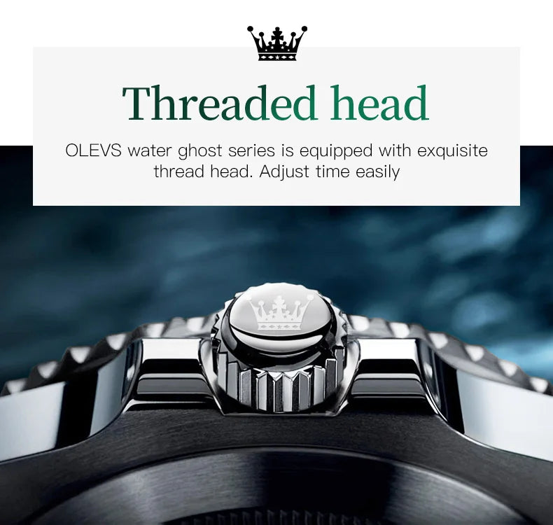 OLEVS Top Original Men Quartz Watch Green Waterproof Watch for Men Stainless Steel Quartz Men Luxury Watch Luminous Wristwatch 