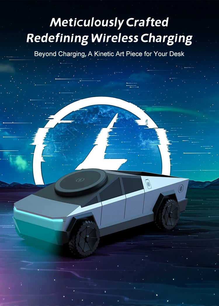 Desktop Cybertruck 3 in 1 Magnetic Fast Wireless Charger Phone Stand For IPhone 16 15 Pro Max, Apple & Samsung Watch Airpods Pro 