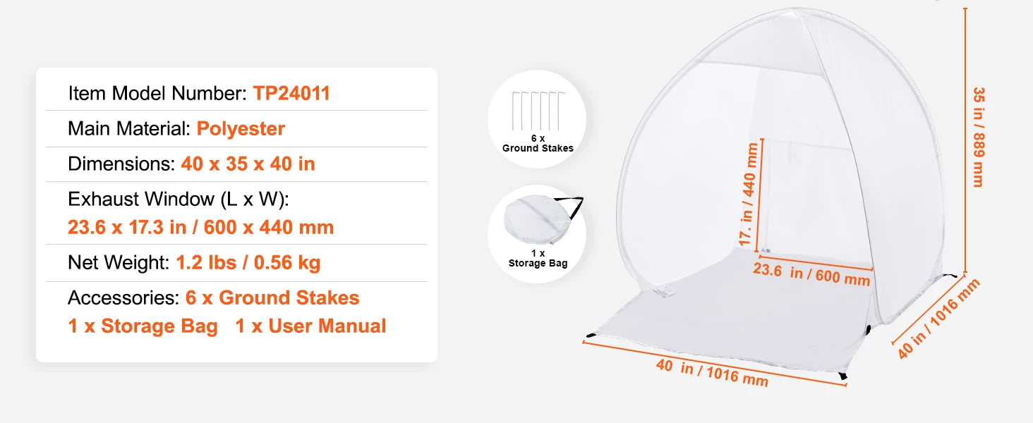 Portable Spray Paint Tent 40x35x40in Pop-Up Shelter with Exhaust