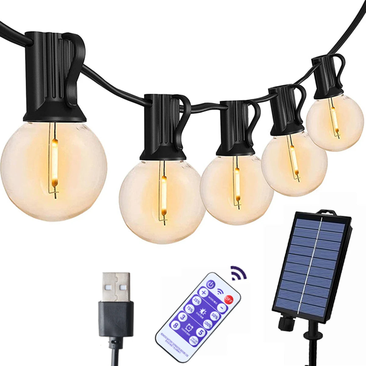 G40 Solar String Lights for Outdoor Ambience