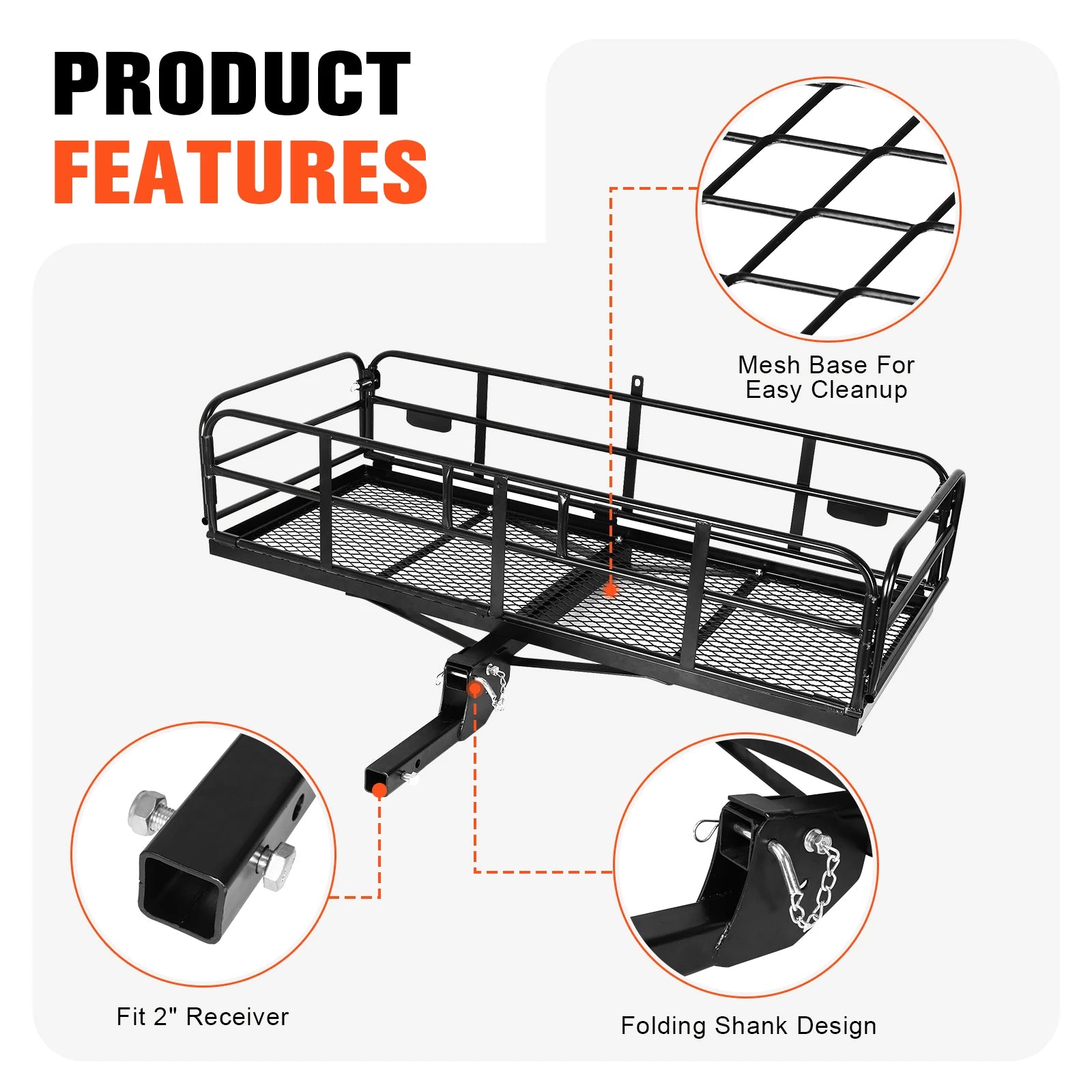 Hitch Cargo Carrier 500 LBS with Hitch Stabilizer for 2-Inch Receiver