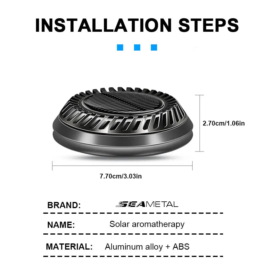 SEAMETAL Solar Air Freshener for Car Auto-Rotating Essential Oil Diffuser Dashboard Perfume Car Interior Accessories Remove Odor