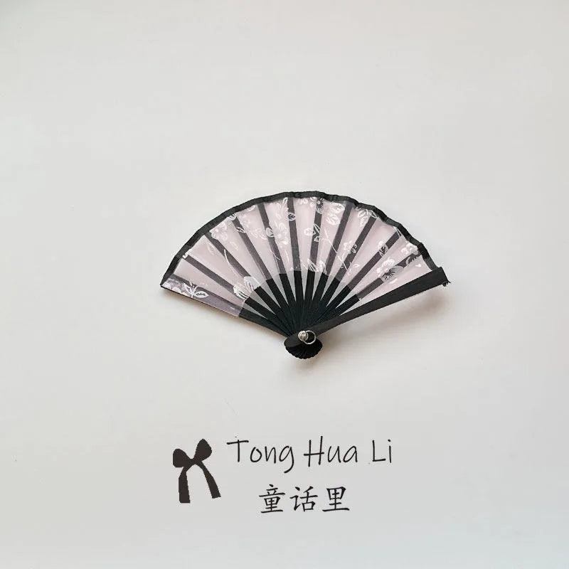 Mini Bamboo-and-Fabric Folding Fan