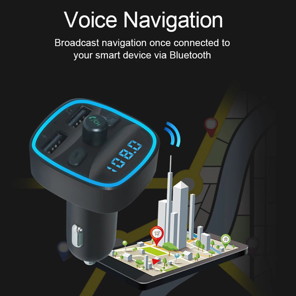 Car Bluetooth 5.0 FM Transmitter with Dual USB Charging
