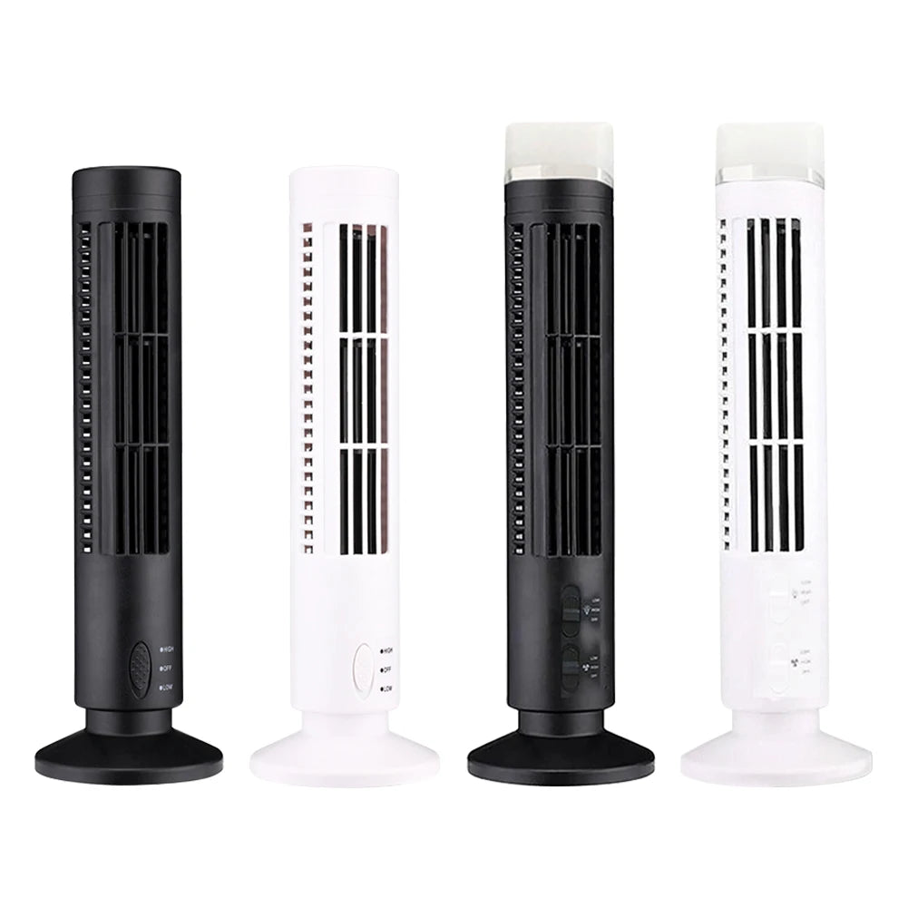Beznástrojový LED věžový ventilátor s USB napájením a 90° oscilací
