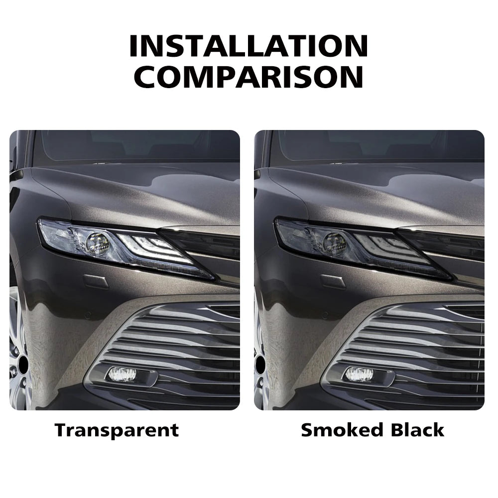 Car Headlight Protective Film For Toyota Camry XV80 XV70 2018-2026 Smoke Black Pre Cut Anti-Scratch High-Gloss Vinyl Wrap Film