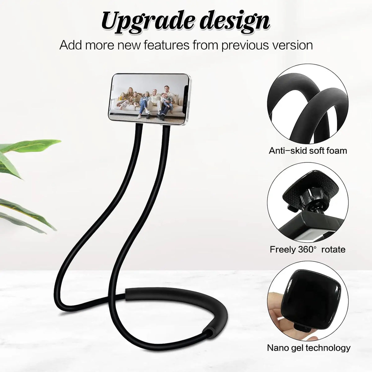 Flexibele hals en telefoonhouder voor op tafel