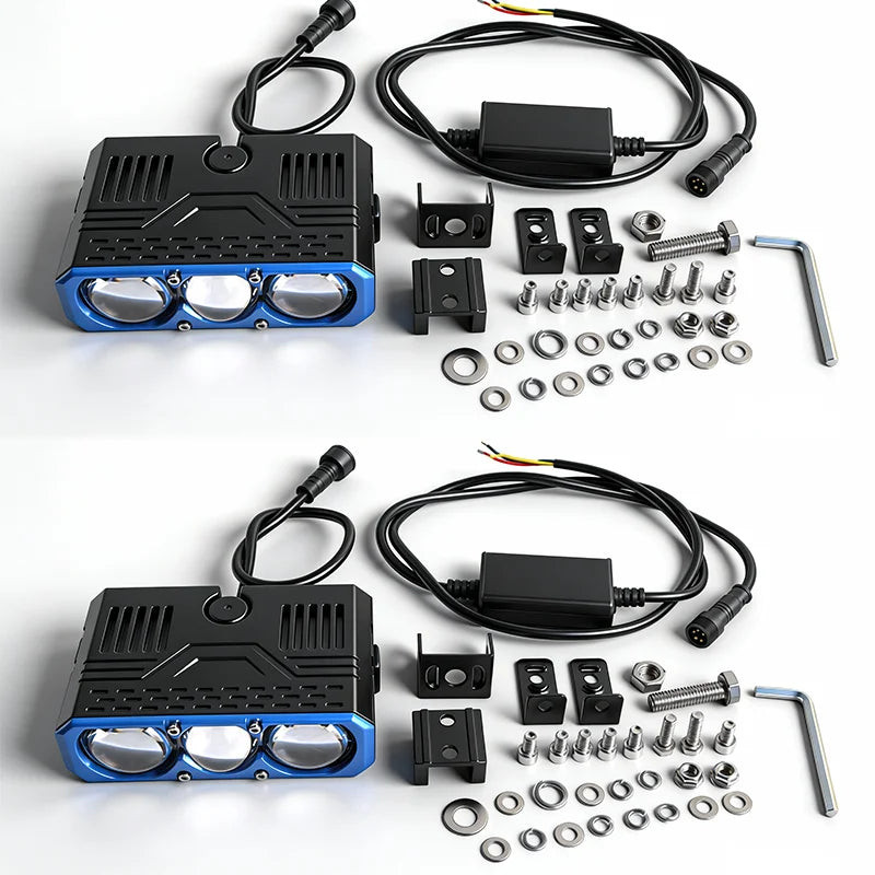 New Triple Lens LED Spotlight LED Headlight Universal Grille Light Car Accessories For Car Motorcycle OFF-Road SUV ATV