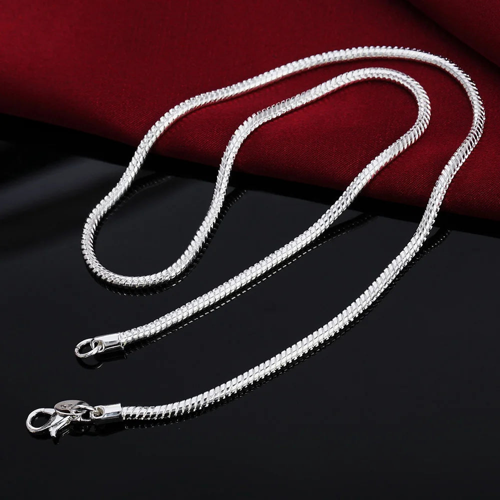 45-60cm Silver Color 1MM/2MM/3MM solid Snake Chain Necklace For Men Women Fashion Jewelry for pendant free shipping 