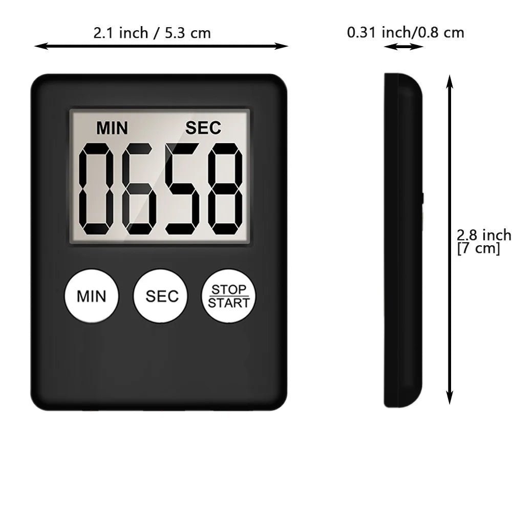 Mini Digital Kitchen Timer with LCD, Magnetic Back and Battery