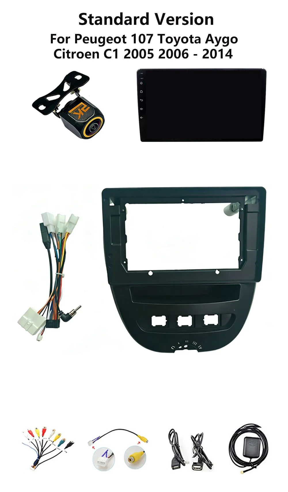 Android CarPlay-radio 10,1" för Peugeot 107 Aygo C1 2005–2014