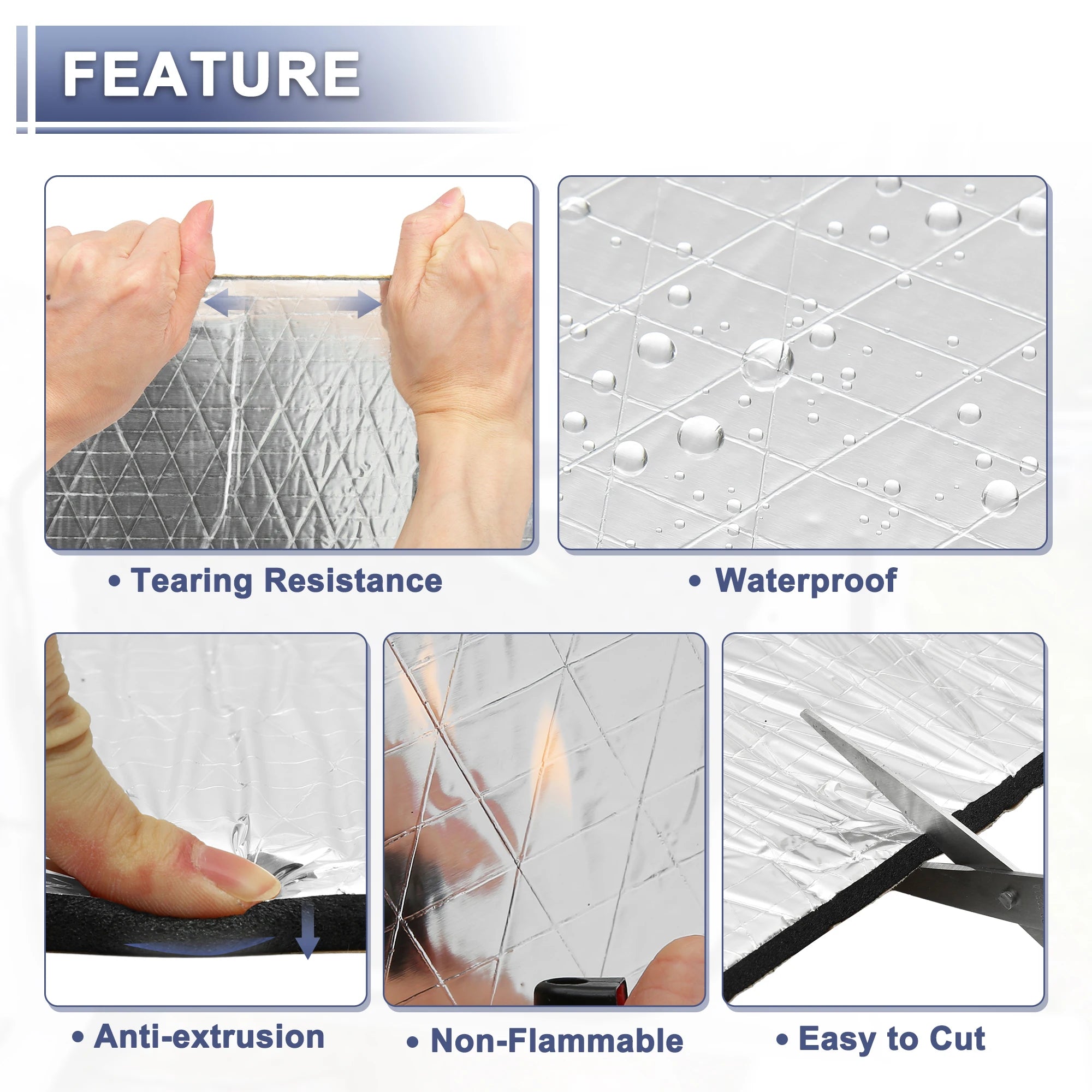 Uxcell 203cmx100cm Car Firewall Heat Sound Deadener Insulation Mat Aluminium Coating Cotton Self-adhesive Noise Insulation 5mm