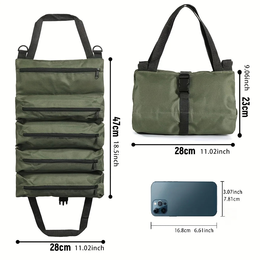 Roll-Up Tool Bag with Two Detachable Pouches