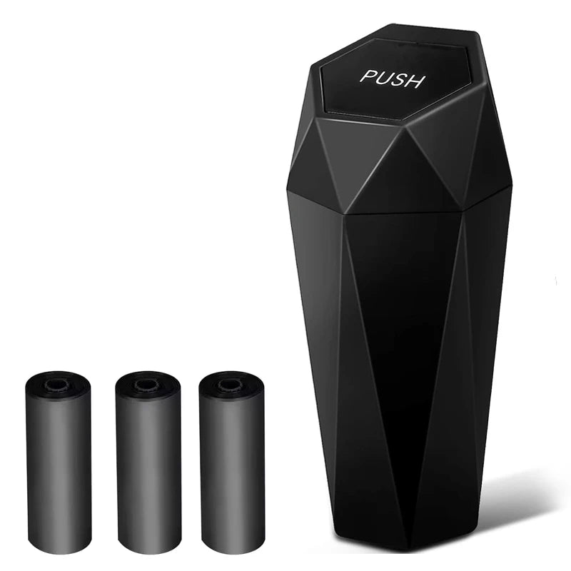 Car Trash Can (with Lid) Portable Car Dustbin Auto Trash Bags Mini Garbage Bin Leakproof Vehicle Garbage Can Car Accessories