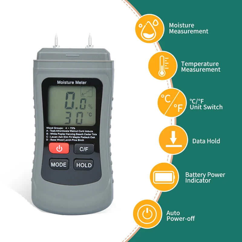 MT01 Pin-Type Wood Moisture and Temperature Meter