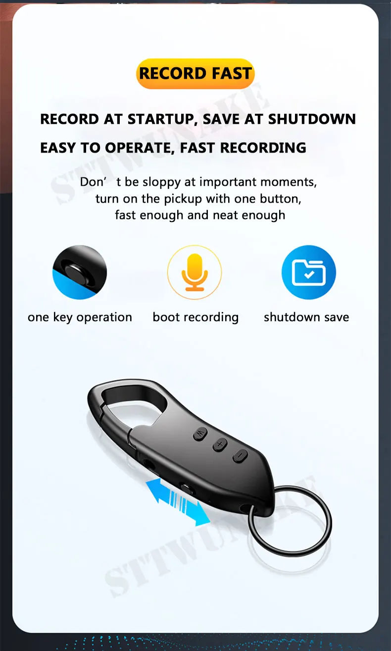 Mini Voice Activated Recorder Digital Audio Recording Keychain Device Wearable Sound Professional Micro Dictaphone STTWUNAKE 