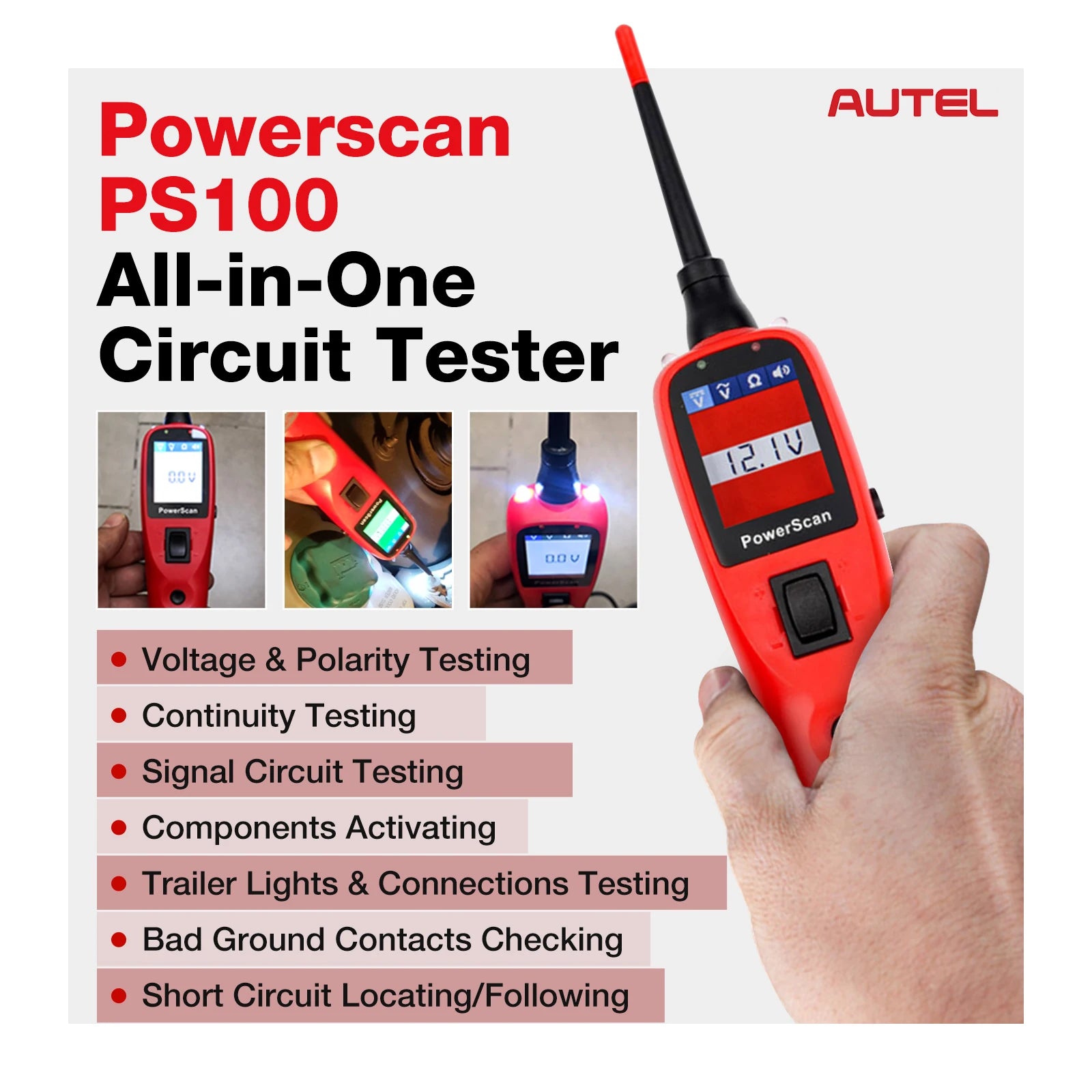 Autel PowerScan PS100 Circuit Tester 12V/24V Automotive Probe Kit