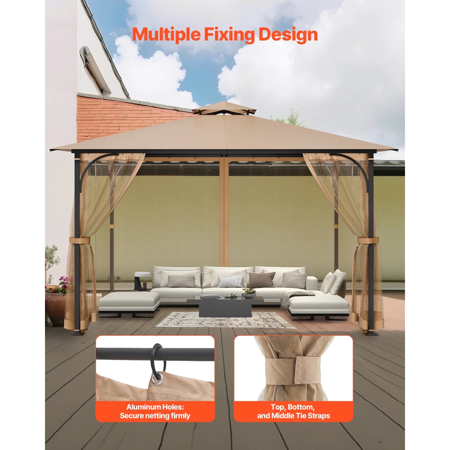 SucceBuy Plasă/Net gazebou înlocuire potrivit pentru majoritatea 10 x 12 x 7 ft Gazebo: perdea/tapiserie 4 panouri siderale plasă cort plasă ecran (Numai plasă)