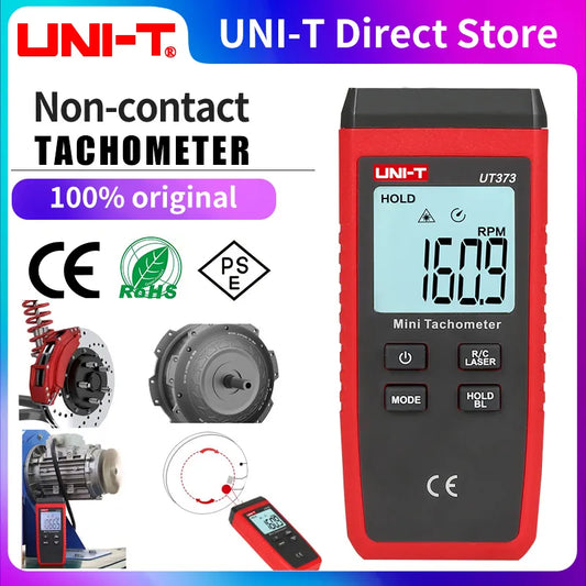 UNI-T UT373 Mini-Digital-Laser-Tachometer, berührungslos, universell, 99999 U/min, Drehzahlmesser, Drehzahlmesser, LCD-Hintergrundbeleuchtung