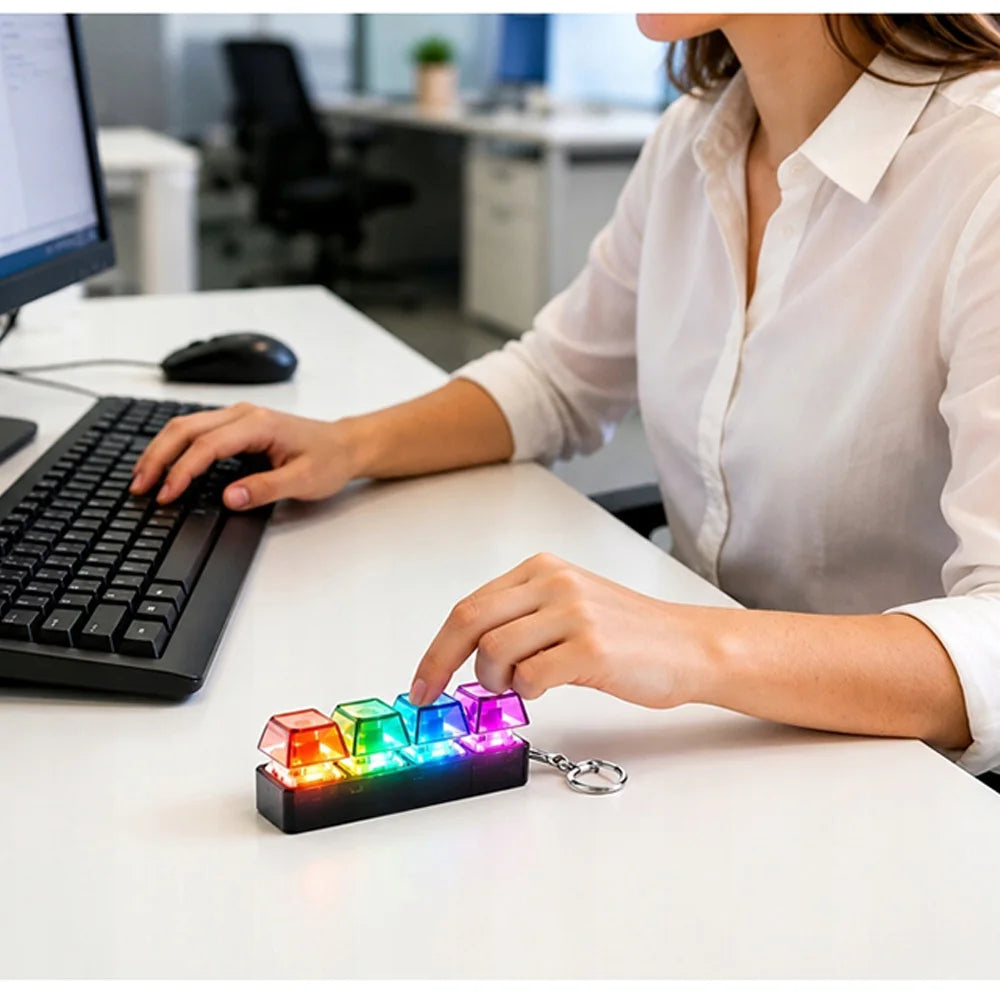 Νέο LED Φως Up Keyboard Keychain Διασχιστικά Παιχνίδια 4 Κλειδιά Κουμπιά Πληκτρολογίου Παιχνίδι Ανησυχίας Καρύκευμα Παζλ Ταχύτατη Αποστολή