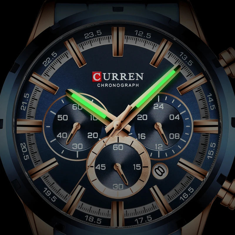 CURREN Men Watch Top Brand Luxury Sports Quartz Mens Watches Full Steel Waterproof Chronograph Wristwatch Men Relogio Masculino 