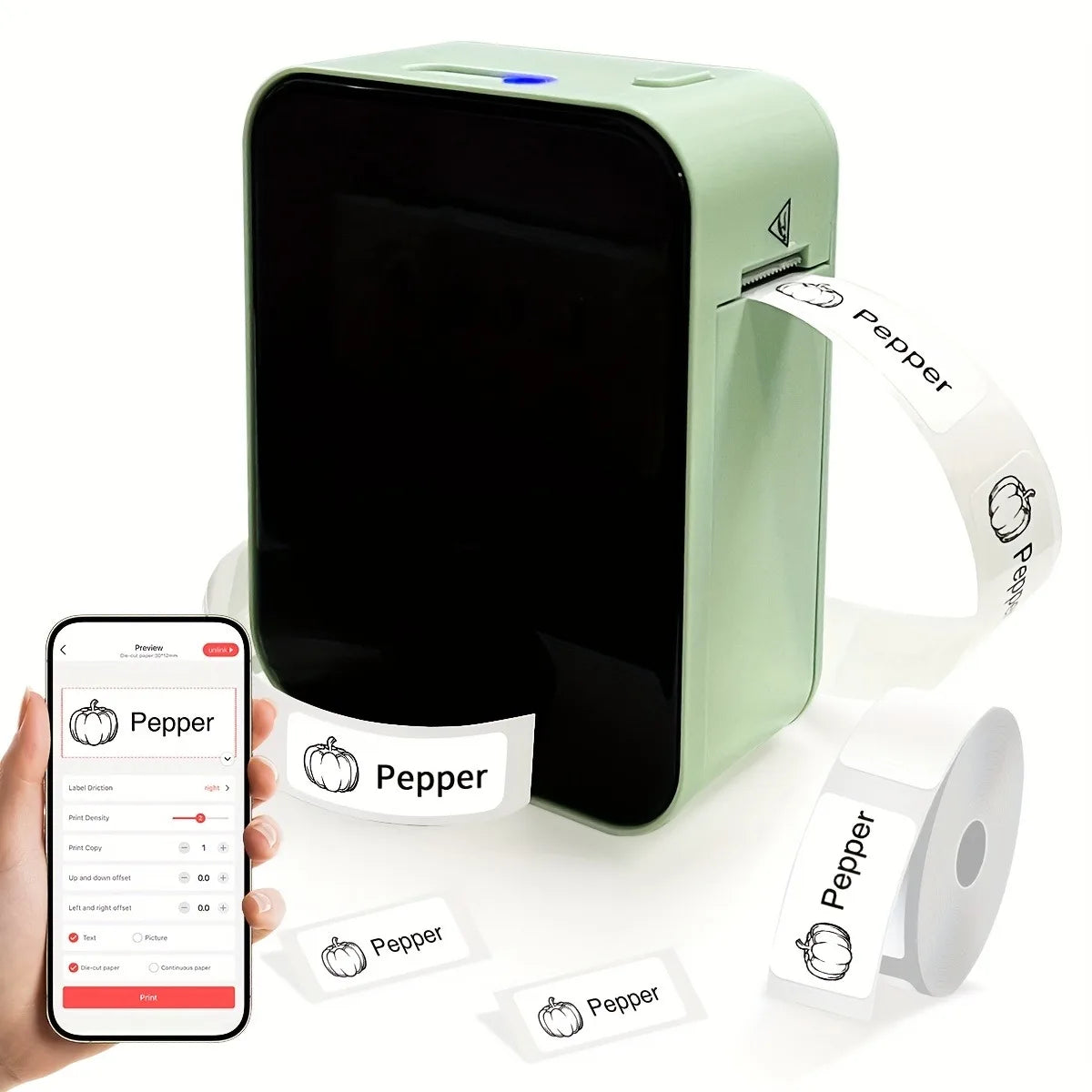 P15 Bluetooth-etikettenprinter zonder inkt, bundelopties