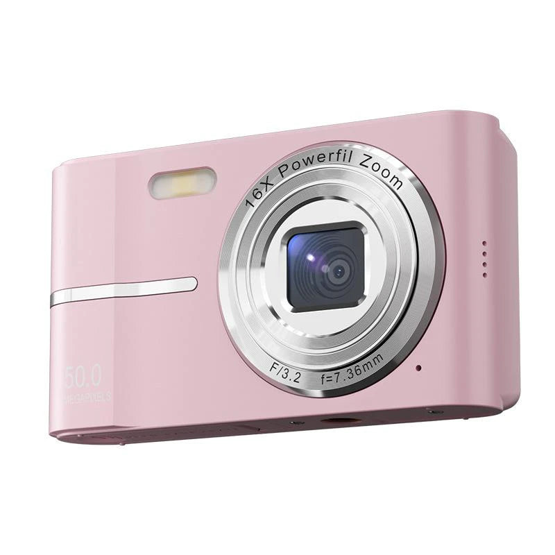 5K 50MP Mini Digital Camera with 16X Zoom, 2.4 Inch IPS Display & Flash