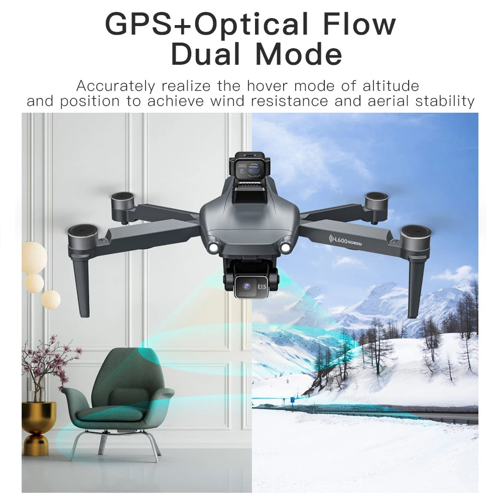 L600 PRO MAX GPS Drone Professional 8K Camera 3-axis Gimbal Aerial 5G WIFI FPV Brushless Motor 360 ° Laser Obstacle Avoidance Optical Flow Hover with Large Screen Remote Control Aircraft Folding Quadcopter Drones Kids Toys G