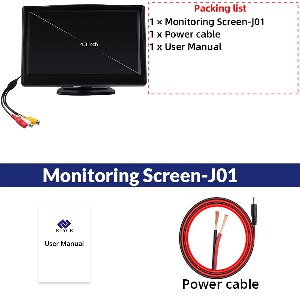 4.3 Inch Rear View Camera Monitor Screen Reversing Camera for Car Parking Parking System Camera for Vehicle