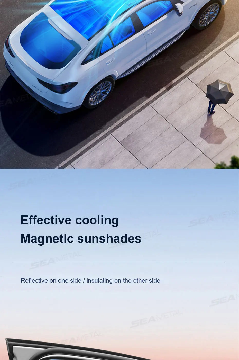 SEAMETAL Car Windshield Sun Shade Front Window Sunshade Windshield Sun Protection Cover UVR-Blocker Cooling Heat Shield Curtains