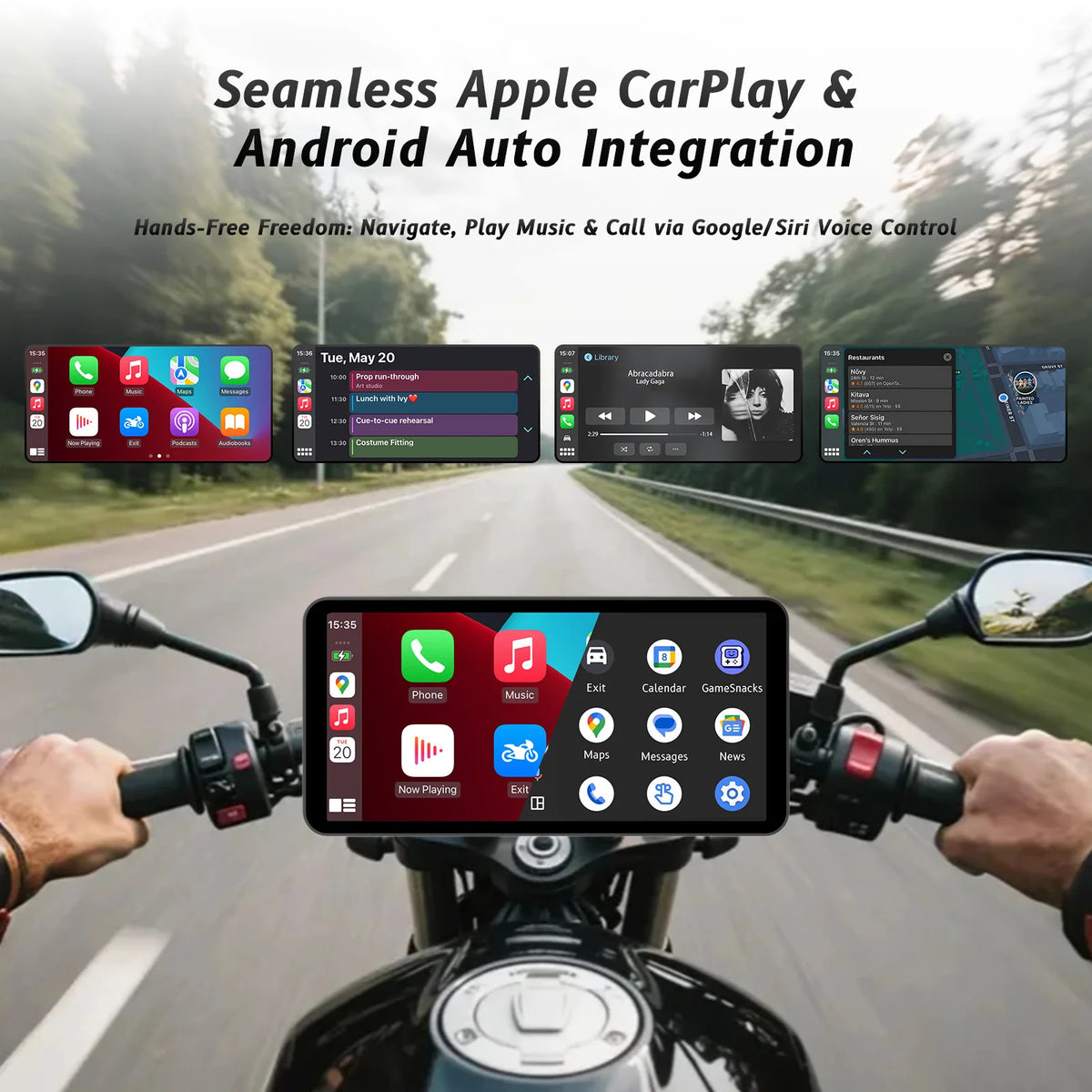 Six-Inch Motorcycle CarPlay and Android Auto Display