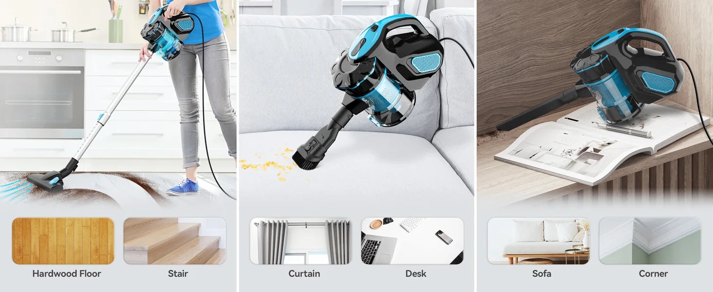 INSE I5 Corded Stick Vacuum 600W 18Kpa Lightweight 2-in-1 Cleaner