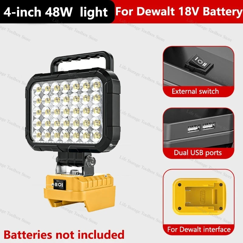 Cordless LED Work Light with USB Port, 3- to 8-Inch Options