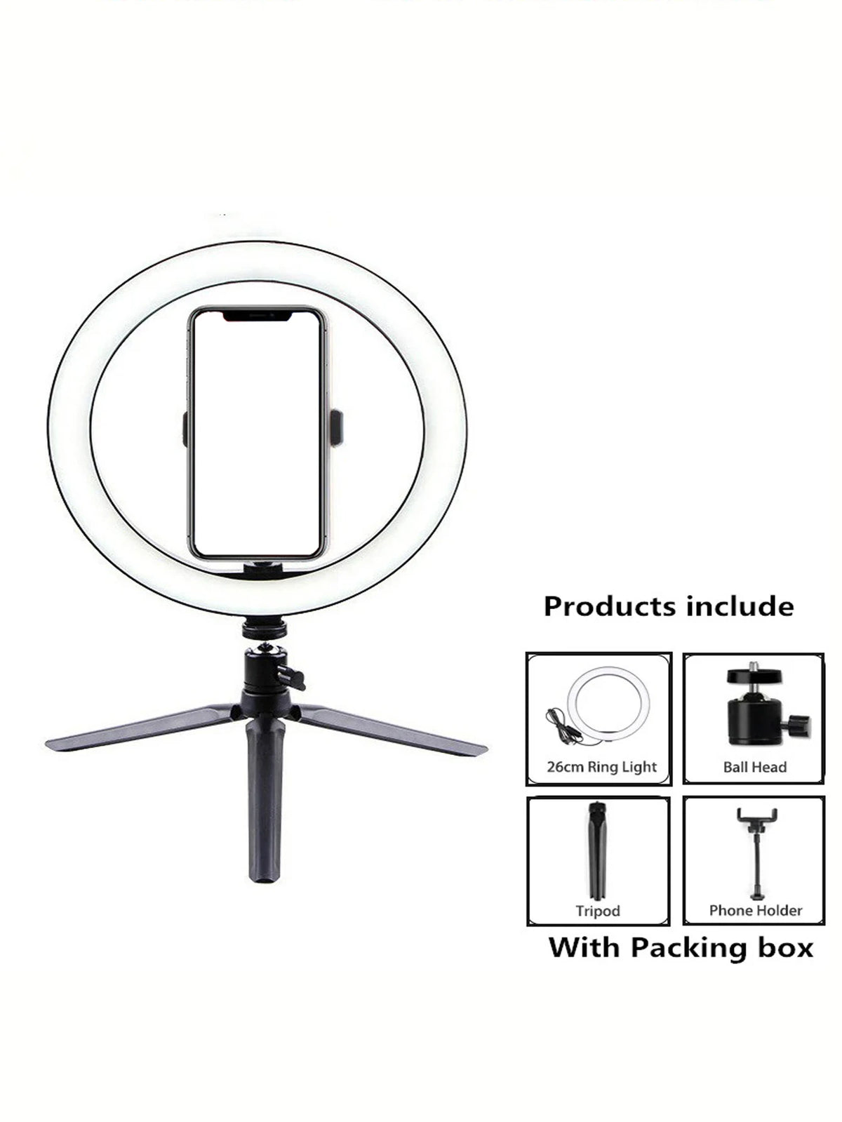 Aro de luz de 26 cm com tripé