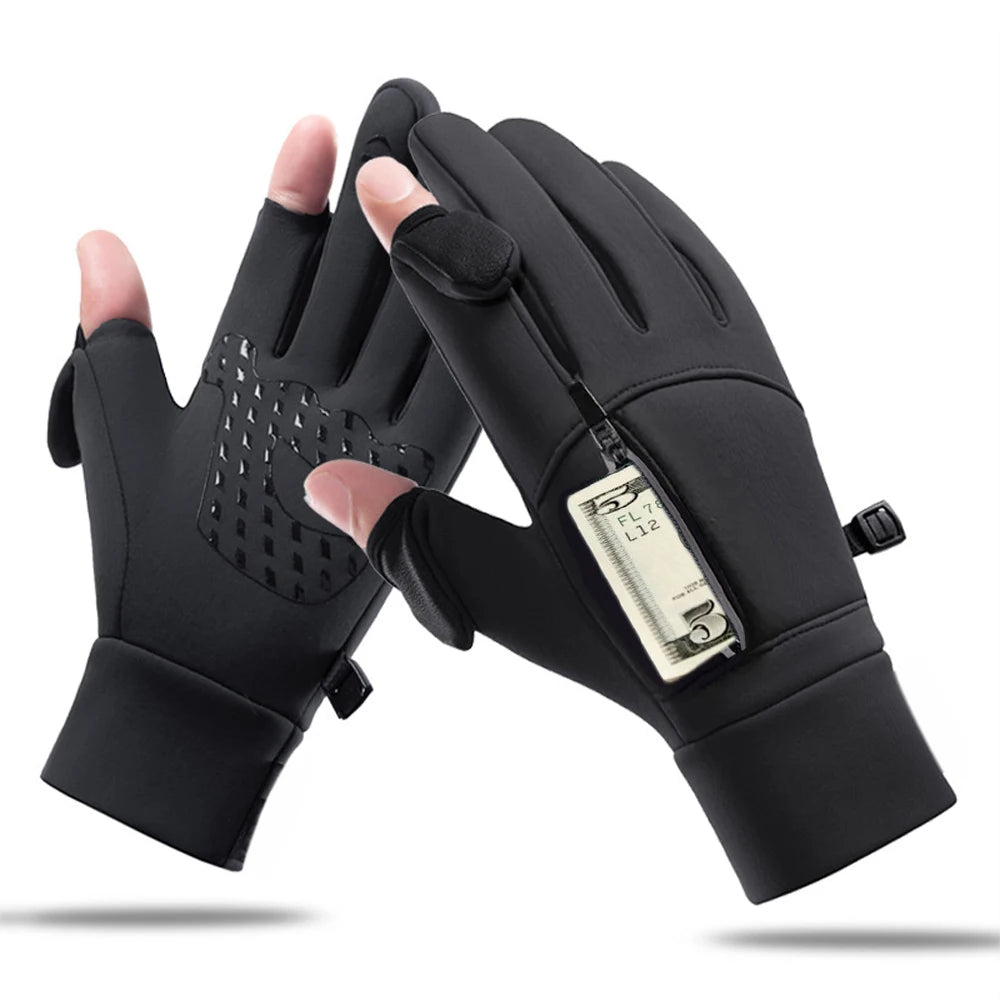 Winter Warm Touch Screen Gloves Outdoor Windproof Waterproof Cold-proof Gloves Men Driving Cycling Fishing Ski Gloves 