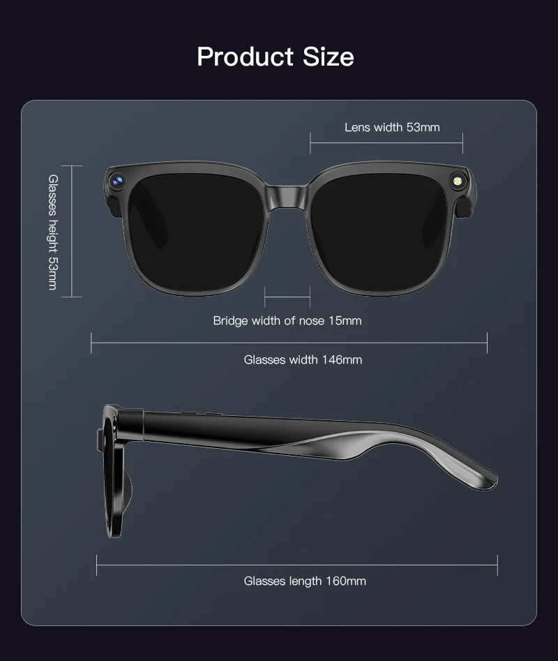 Smart AI Glasses 1080P Camera Bluetooth Calls Translation