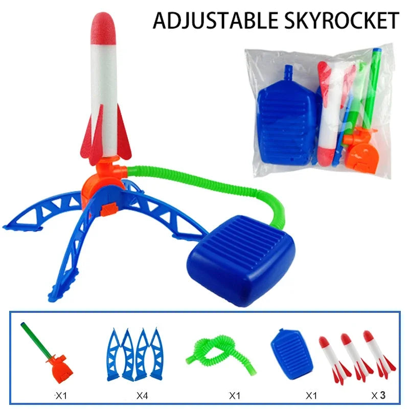 Kids Outdoor Rocket Foot Pump Outdoor Air Pressing Soaring Rocket Suit Jumps Air Powered Rocket Launcher Game Children Toy Gifts 