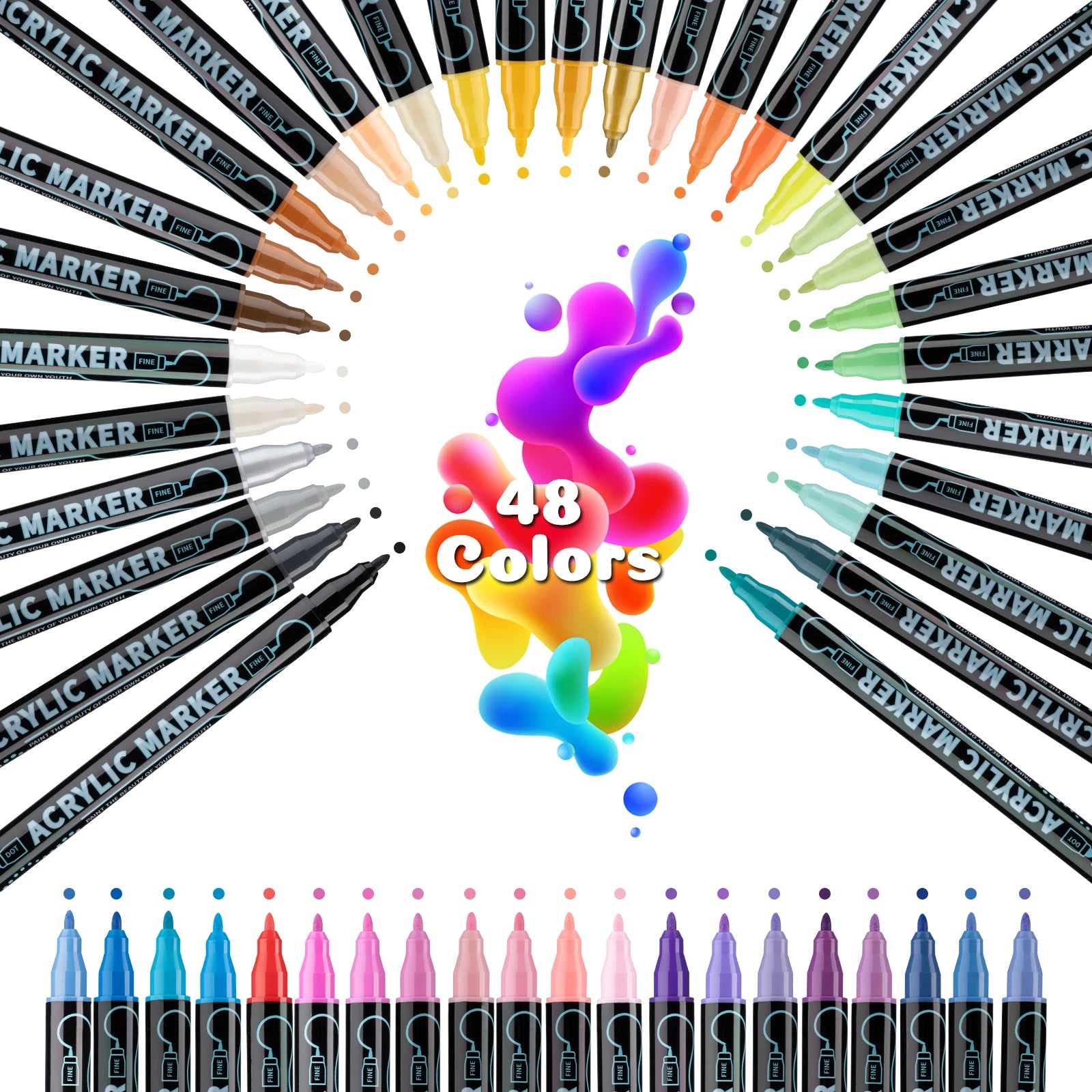 12-Color Dual-Tip Acrylic Paint Pens Set