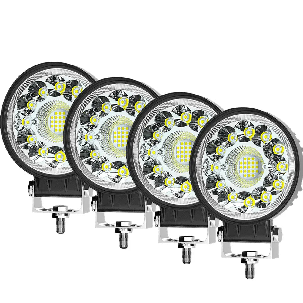 Barra LED de 4 polegadas 123W para todo-o-terreno 4X4, farol de trabalho 12V 24V para Jeep, camião, carro, trator, SUV, ATV, faróis LED.
