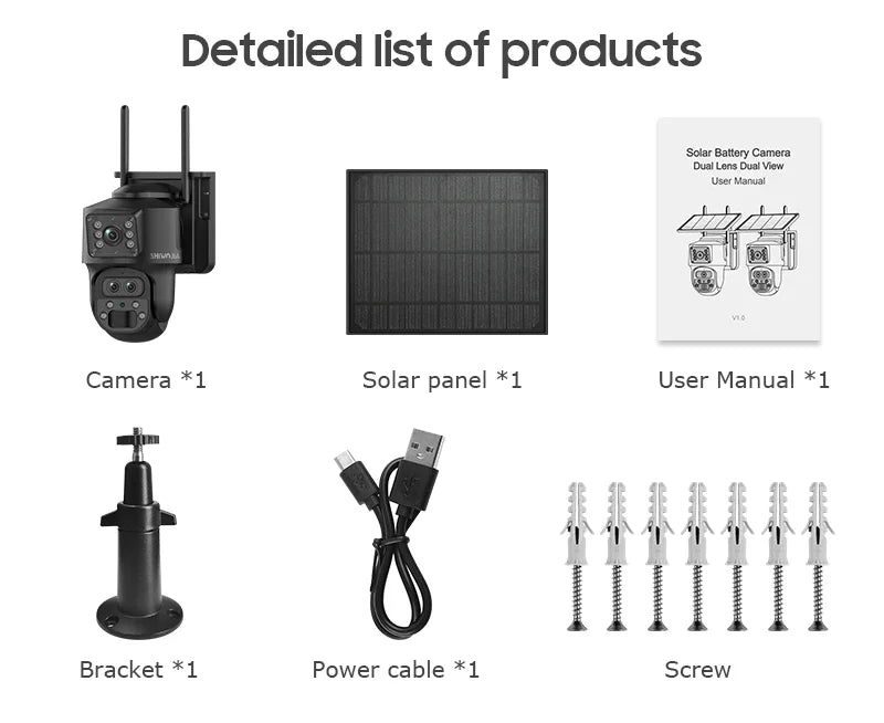 15X Zoom Solar 4G PTZ Security Camera 12MP Three-Lens 360 View