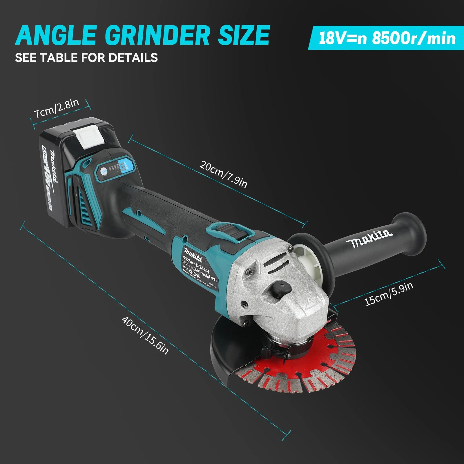 Makita DGA404 18V Brushless Variable Speed 125mm Angle Grinder