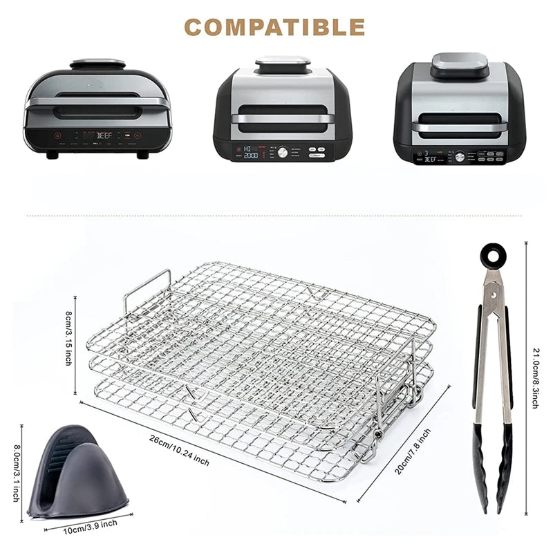 3-Tier Air Fryer Rack for Matching Foodi Grill XL