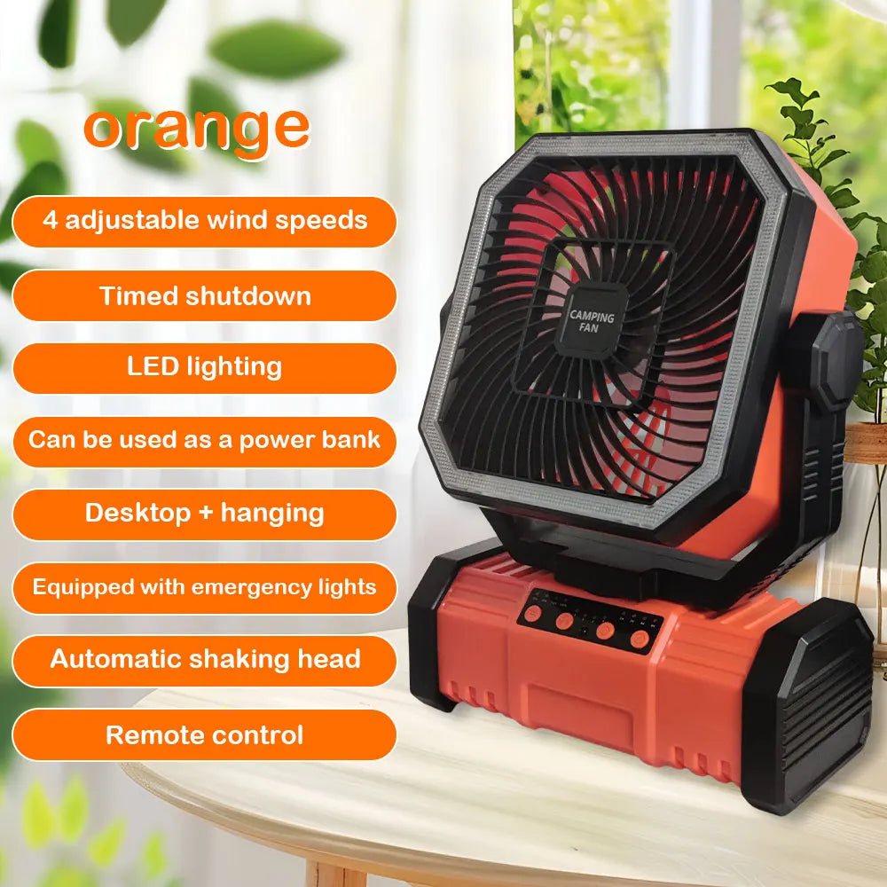 20000 mAh velká kapacita baterie LED světlo kempování ventilátor odnímatelný bezdrátový vzduchový cirkulátor venkovní ventilátor s háčkem