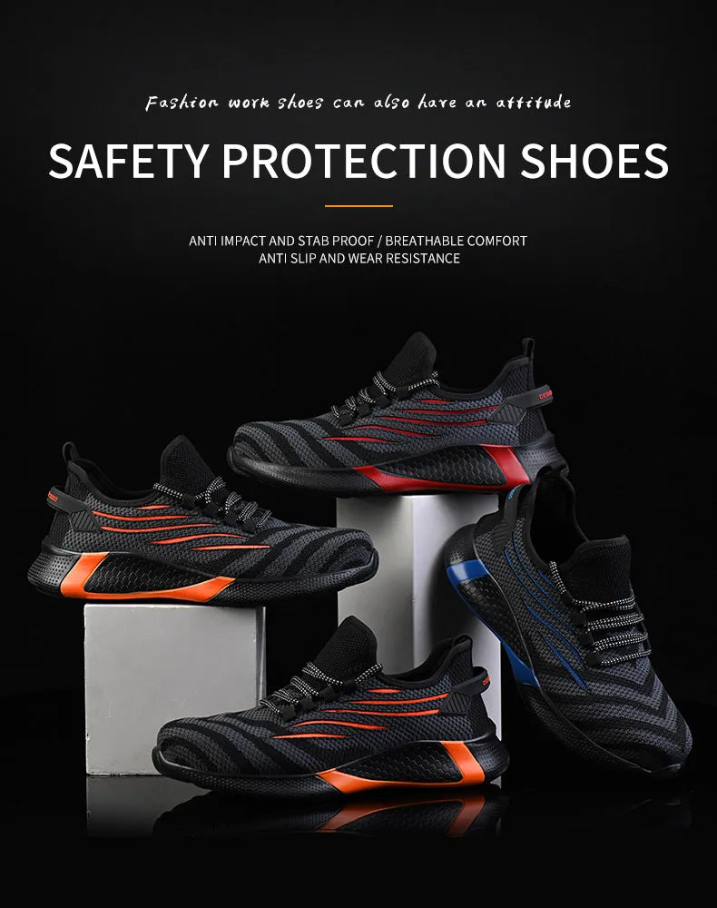 Men Work Safety Shoes Anti-puncture Working Sneakers Male Indestructible Work Shoes Men Boots Lightweight Men Shoes Safety Boots 