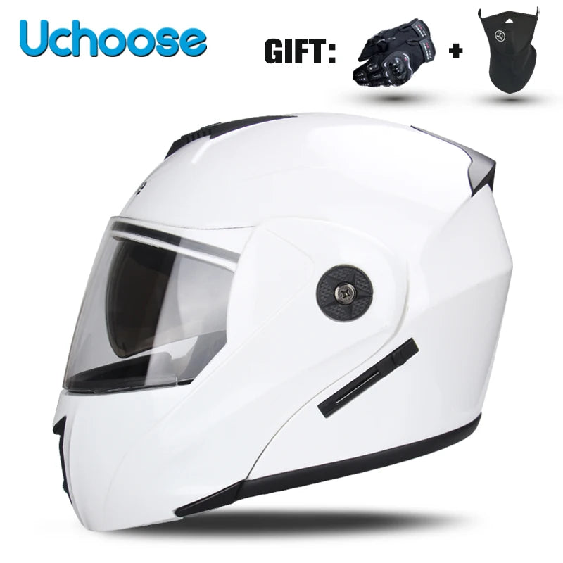 DOT Certification Uchoose Motorcycle Helmet Double Lens Cross Section Helmet Safety Modular Flip Helm Unisex Helmet With Visor 
