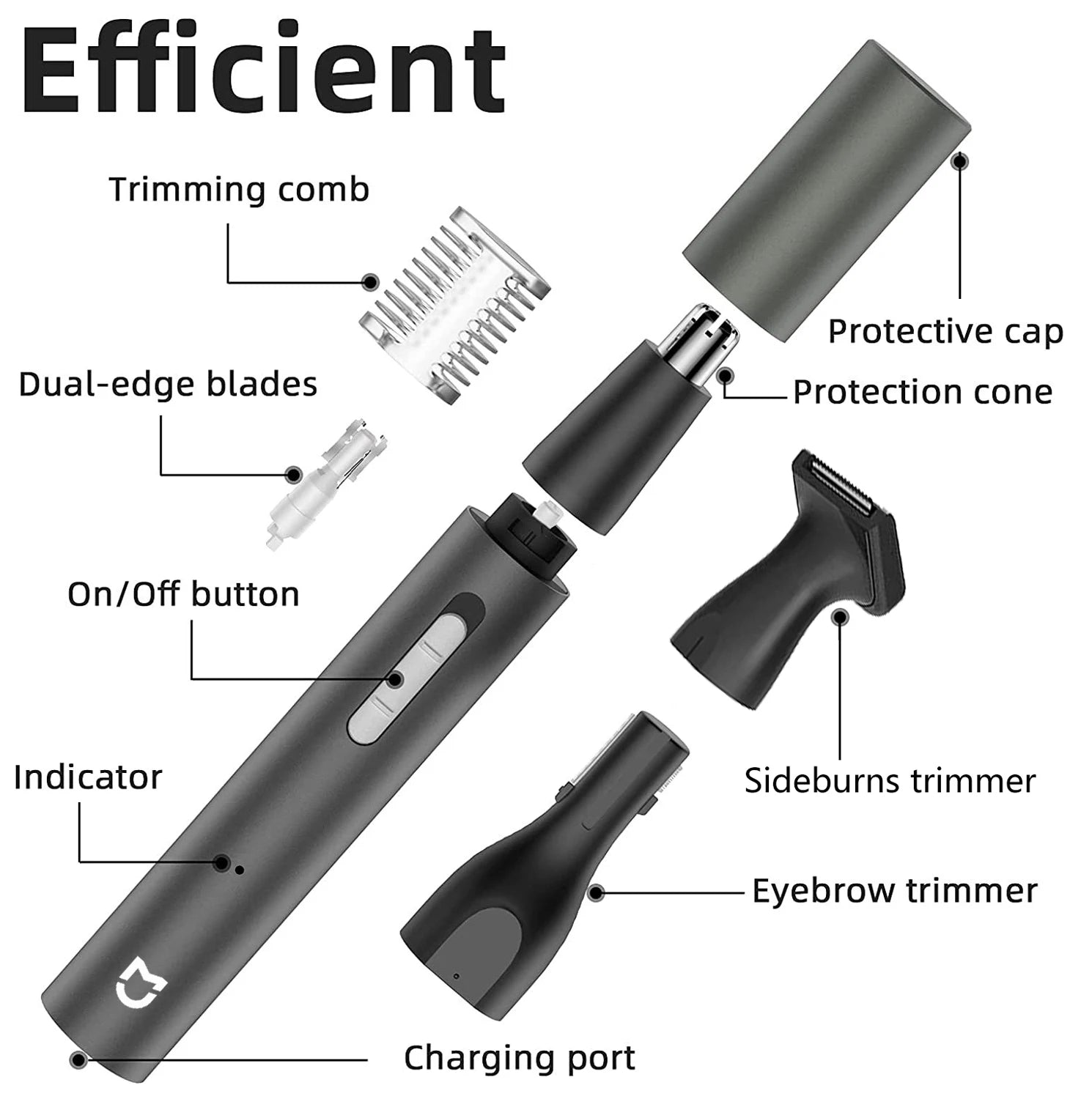 Xiaomi Mijia Electric Nose Ear Hair Trimmer for Men Painless Rechargeable Sideburns Eyebrows Beard 3 in 1 Hair Clipper Shaver 
