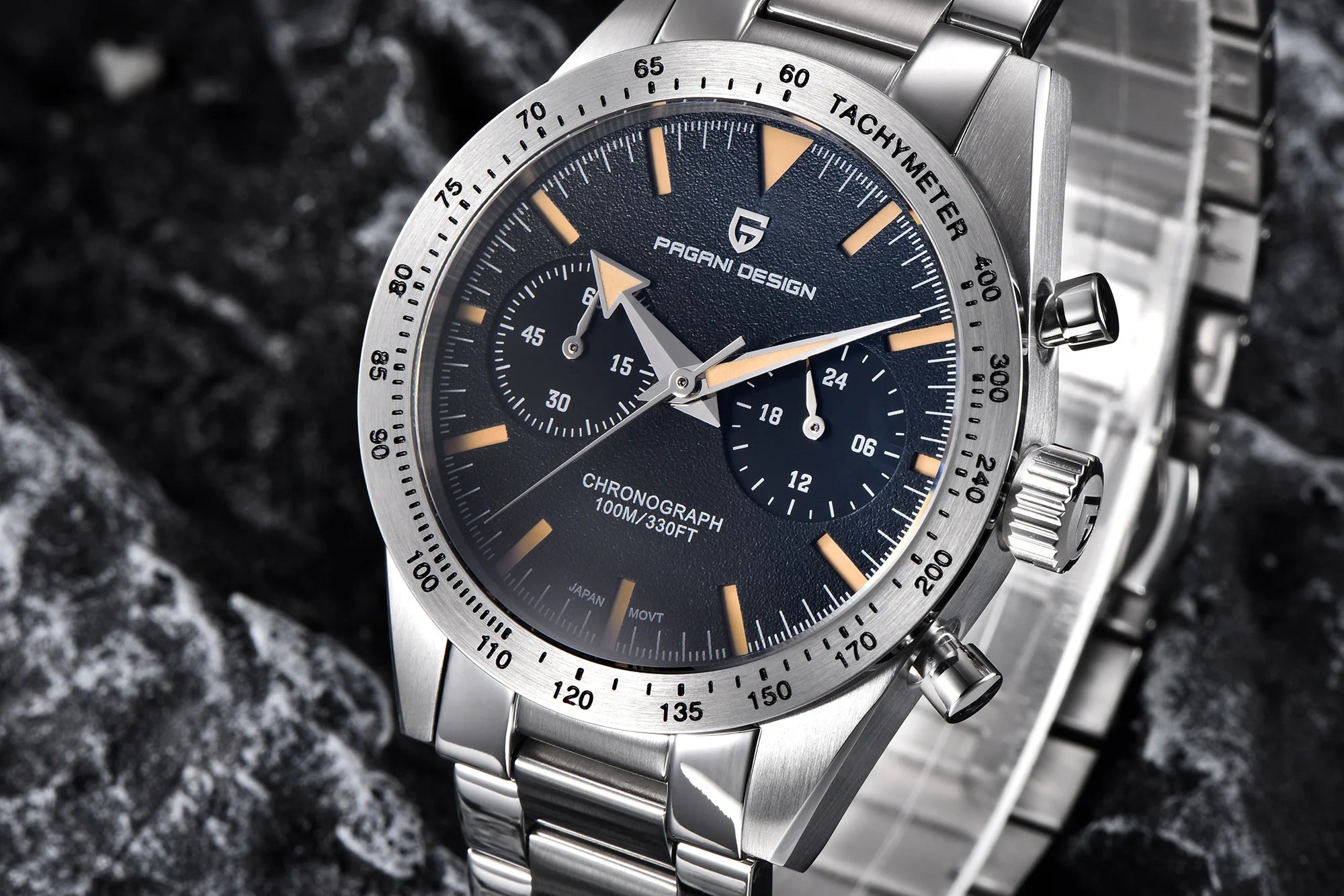 Herre Retro Pilot Chronograph Ur Rustfrit Stål 10Bar Vandtæt