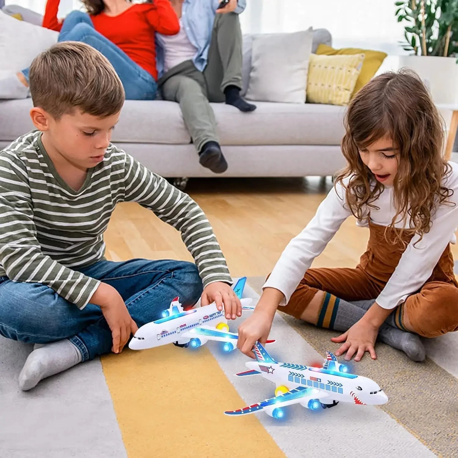 Electronic Aeroplane Toy with Music Autopilot Flash Sound Aircraft Automatic Rotation Plane Educational Toy Gift For Children 