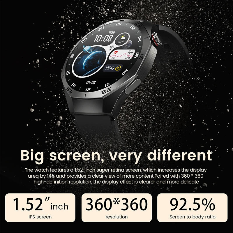 2025New For Android and ios Smart Watch Men AMOLED Screen GPS Motion trajectory Heart Rate Bluetooth Calls SmartWatch Waterproof 