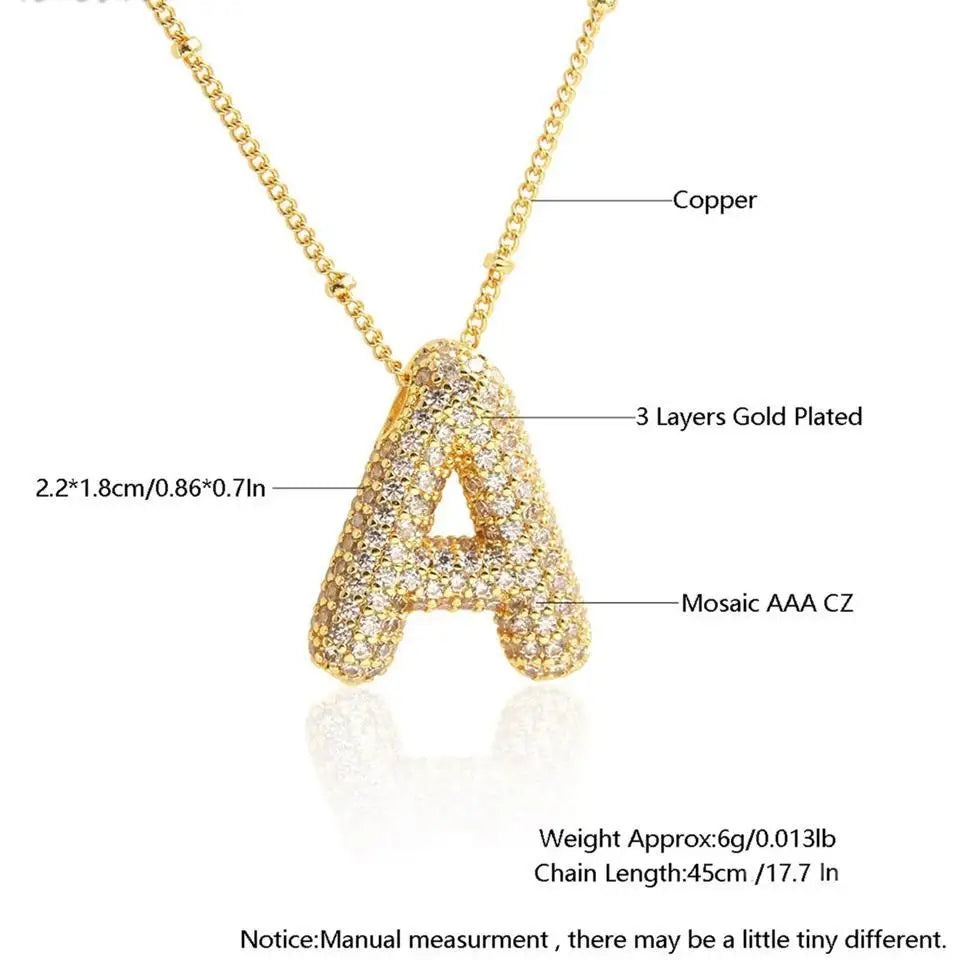 Classics Zircon Inlay Letter Pendant Necklace Fashion Gold Color For Women Couple Holiday Gift Party Everyday Jewelry 